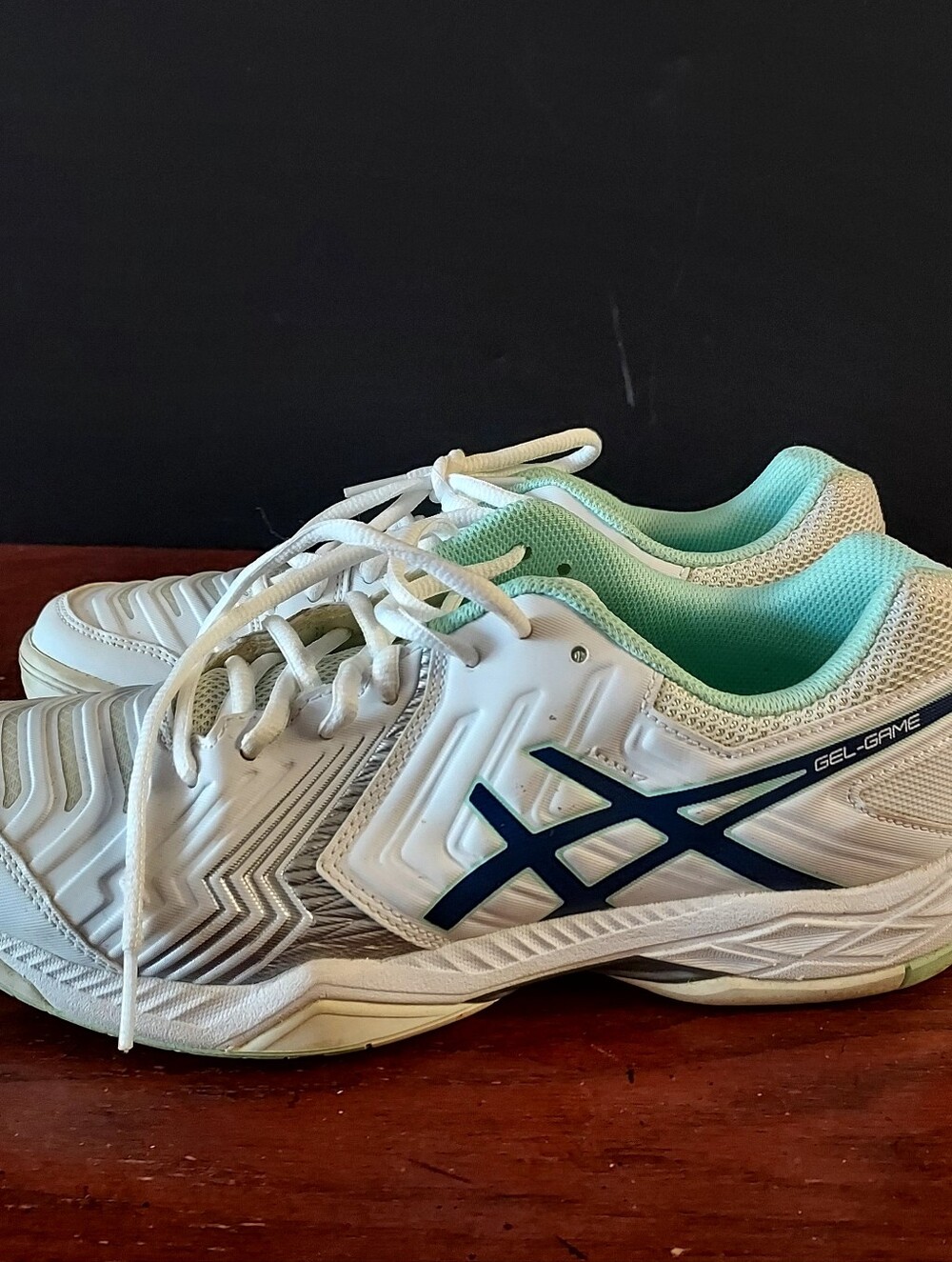 Asics Gel-Game Women’s White Athletic Sneakers with Mint Interior